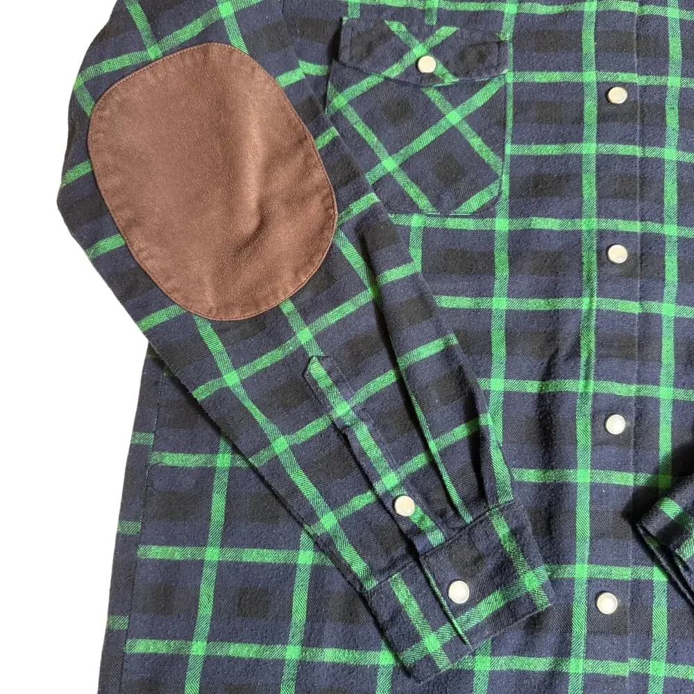 Dangerous Man Brewing Company Men Flannel Shirt Elbow Patch Pearl Bottons Size M - Picture 5 of 13